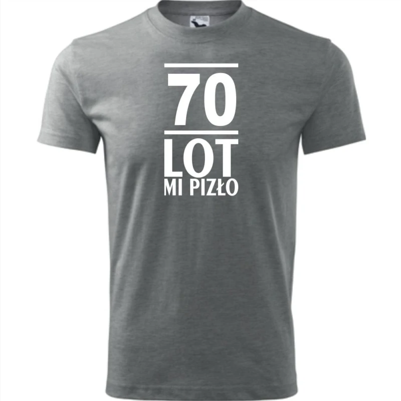 szara Męska koszulka - 70 lot mi pizło - na prezent urodziny.