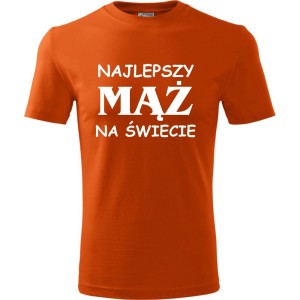 Pomarańczowa Męska koszulka - Najlepszy mąż na świecie. Prezent dla niego do S-4XL
