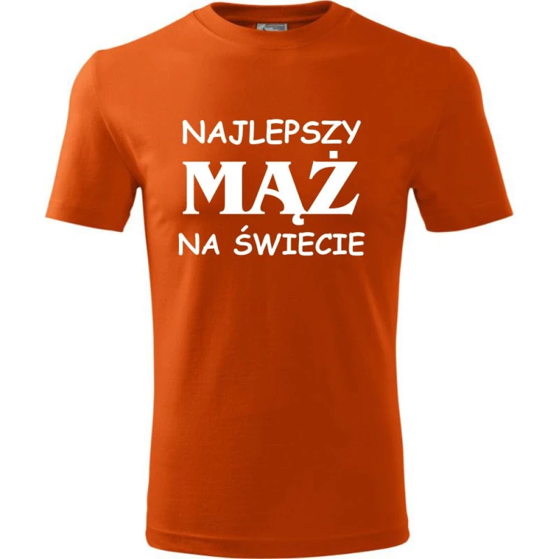 Pomarańczowa Męska koszulka - Najlepszy mąż na świecie. Prezent dla niego do S-4XL