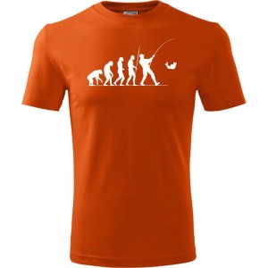 pomarańczowa Męska koszulka dla Wędkarza - Ewolucja wędkarz - prezent najnowsza wersja t-shirt. Dostępne wszystkie rozmiary S, M, L, XL, XXL, XXXL, XXXXL. Zapraszamy do zakupu.