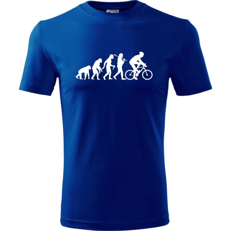 Niebieska Męska koszulka dla Rowerzysty - Ewolucja rower - t-shirt prezent. Dostępne wszystkie rozmiary S, M, L, XL, XXL, XXXL, XXXXL. Zapraszamy do zakupu.
