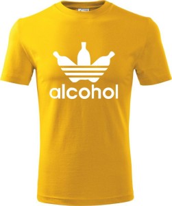 żółta Męska koszulka - Alcohol, śmieszna i wyjątkowa. T-shirt jak znane logo ADIDAS. Dostępne wszystkie rozmiary S, M, L, XL, XXL, XXXL, XXXXL. Zapraszamy do zakupu.