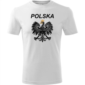 Biała Czerwona Męska koszulka - Polska 02 z orłem. Dostępne wszystkie rozmiary S, M, L, XL, XXL, XXXL, XXXXL. Zapraszamy do zakupu.