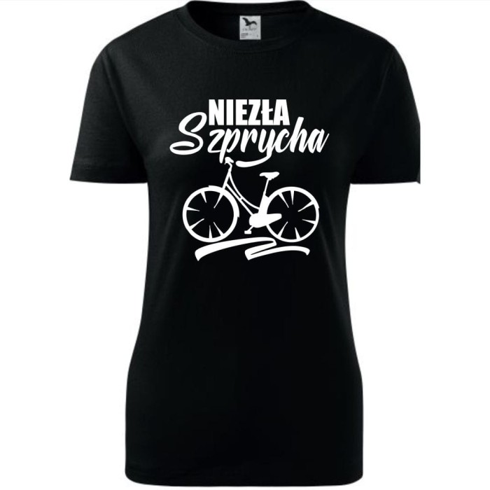 czarna Damska koszulka taliowana - Niezła szprycha.