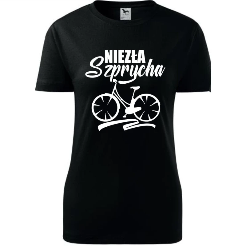 czarna Damska koszulka taliowana - Niezła szprycha.