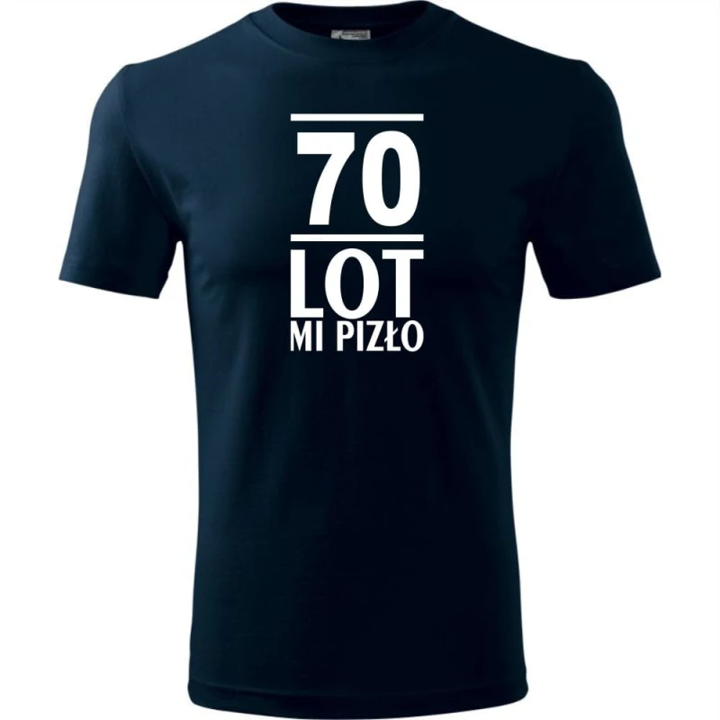 granatowa Męska koszulka - 70 lot mi pizło - na prezent urodziny.