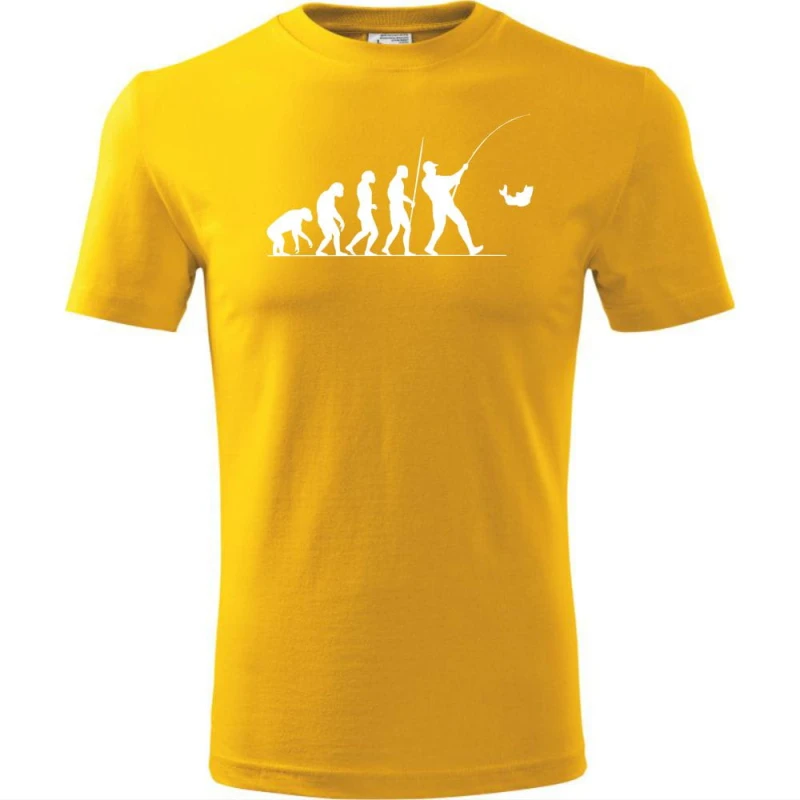 żółta Męska koszulka dla Wędkarza - Ewolucja wędkarz - prezent najnowsza wersja t-shirt. Dostępne wszystkie rozmiary S, M, L, XL, XXL, XXXL, XXXXL. Zapraszamy do zakupu.