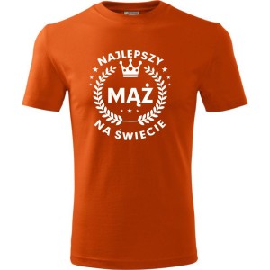 Pomarańczowa Męska koszulka - Najlepszy mąż na świecie 05. Prezent dla męża na każdą okazję od S-4XL