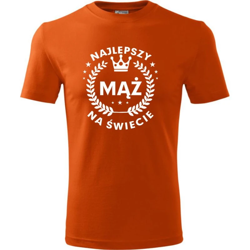 Pomarańczowa Męska koszulka - Najlepszy mąż na świecie 05. Prezent dla męża na każdą okazję od S-4XL