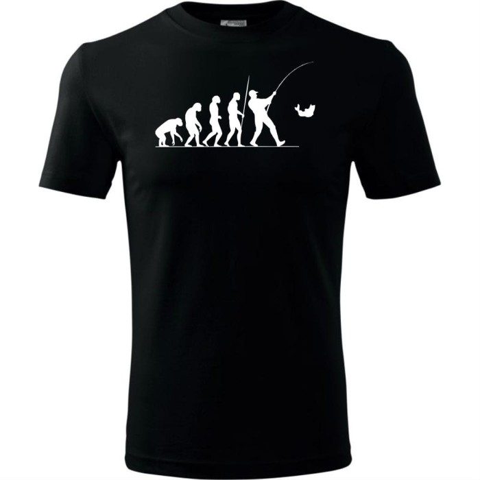 czarna Męska koszulka dla Wędkarza - Ewolucja wędkarz - prezent najnowsza wersja t-shirt. Dostępne wszystkie rozmiary S, M, L, XL, XXL, XXXL, XXXXL. Zapraszamy do zakupu.