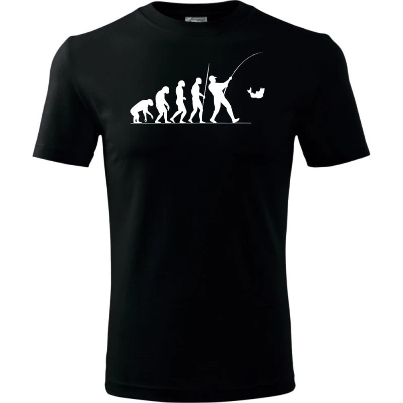 czarna Męska koszulka dla Wędkarza - Ewolucja wędkarz - prezent najnowsza wersja t-shirt. Dostępne wszystkie rozmiary S, M, L, XL, XXL, XXXL, XXXXL. Zapraszamy do zakupu.