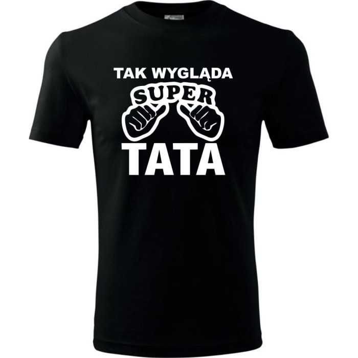czarna Męska koszulka - Tak wygląda super tata, najnowszy t-shirt dla niego.