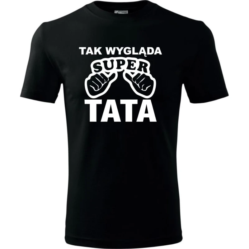 czarna Męska koszulka - Tak wygląda super tata, najnowszy t-shirt dla niego.