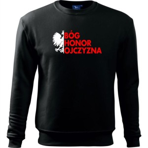 Czarna Męska bluza klasyczna - Bóg Honor Ojczyzna.