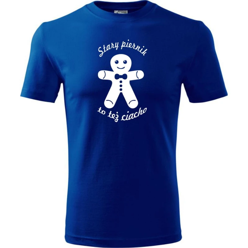 niebieska Męska koszulka - Stary piernik to też ciacho t-shirt prezent dla niego. Dostępne wszystkie rozmiary S, M, L, XL, XXL, XXXL, XXXXL. Zapraszamy do zakupu.