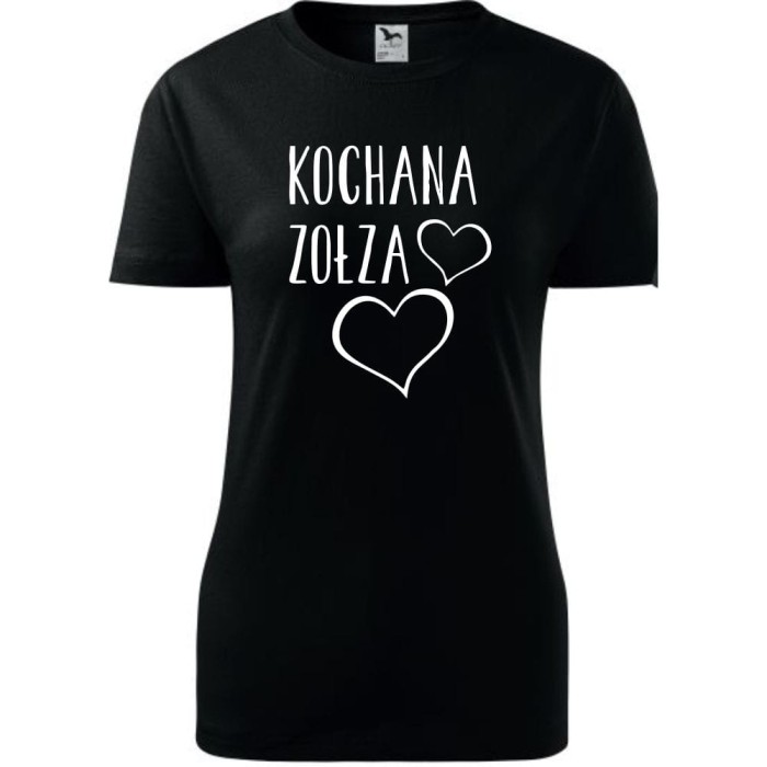 czarna Damska koszulka taliowana - Kochana zołza.