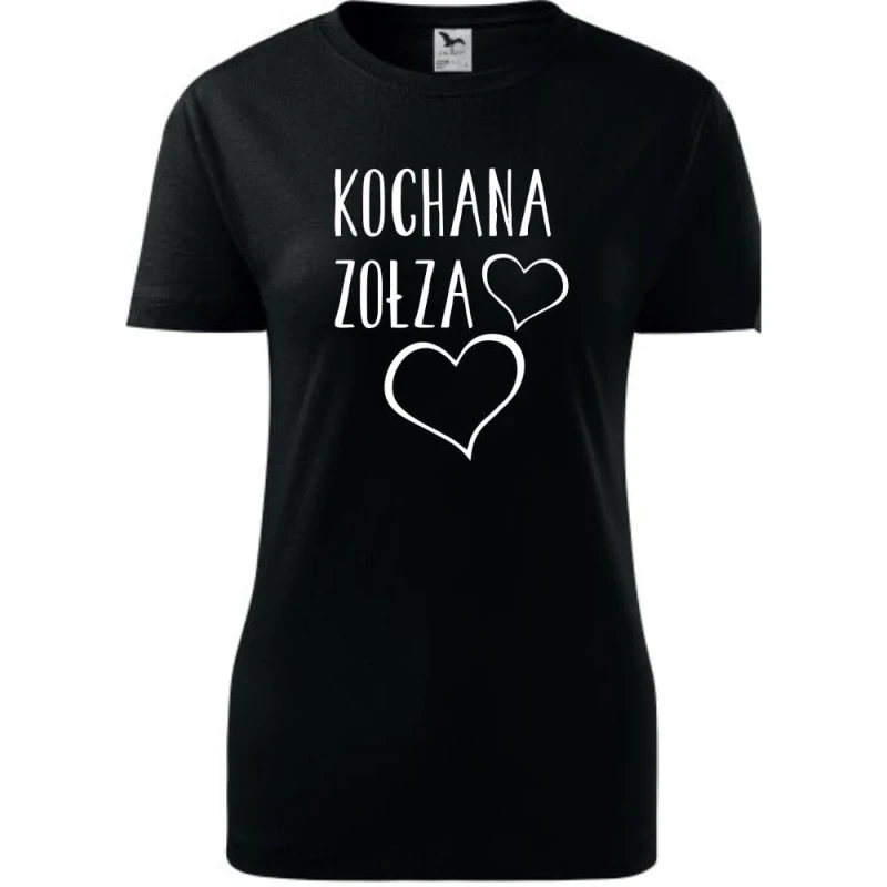 czarna Damska koszulka taliowana - Kochana zołza.
