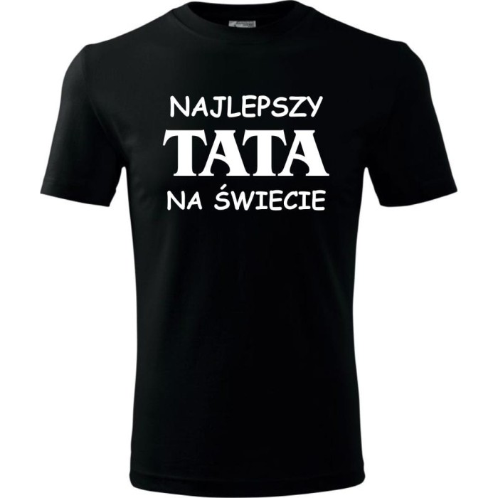 czarna Męska koszulka - Najlepszy tata na świecie - dla taty na urodziny, dzień ojca, prezent.