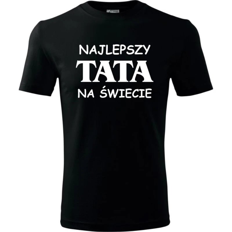 czarna Męska koszulka - Najlepszy tata na świecie - dla taty na urodziny, dzień ojca, prezent.
