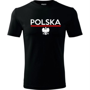 czarna Męska koszulka - Polska 01.