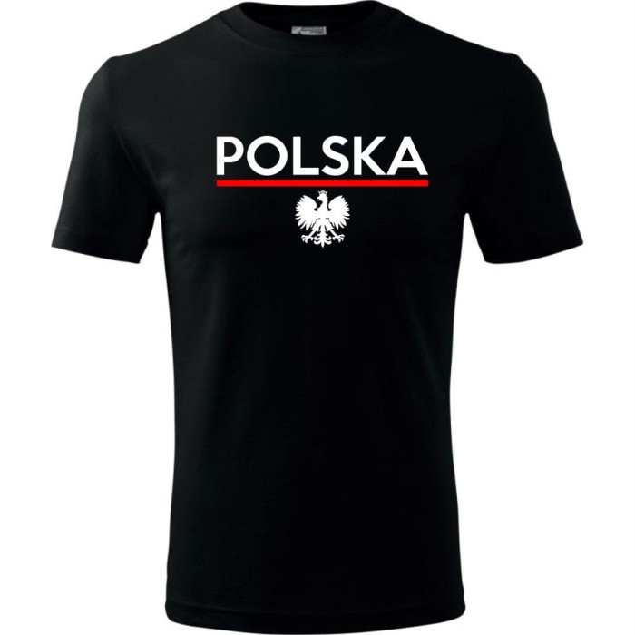 czarna Męska koszulka - Polska 01.