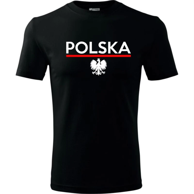 czarna Męska koszulka - Polska 01.