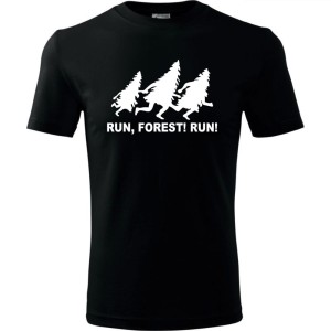 czarna Męska koszulka dla Biegacza - Bieg 02 run forest run - t-shirt na prezent.