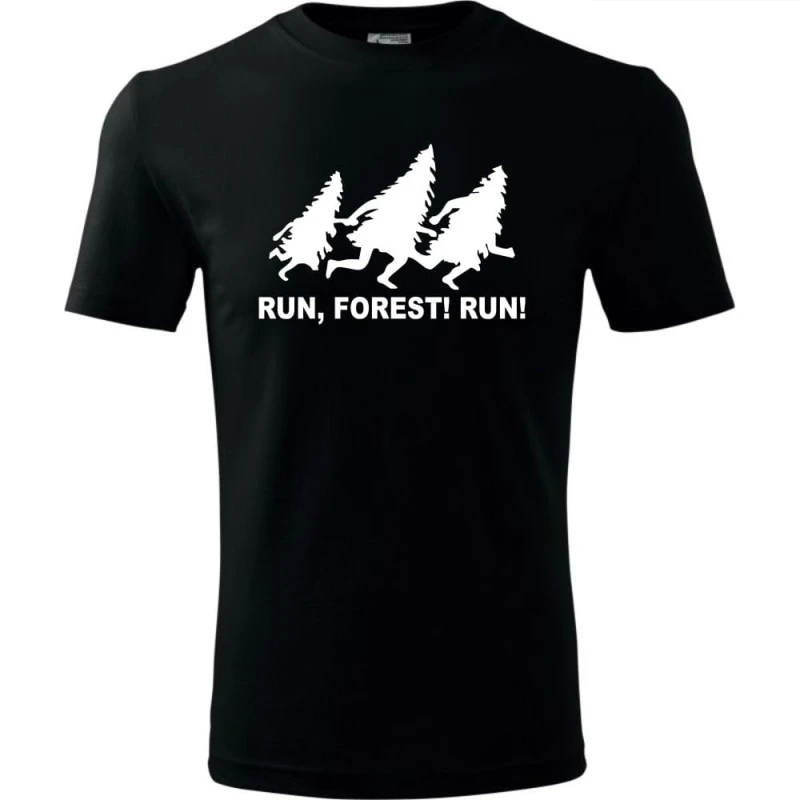 czarna Męska koszulka dla Biegacza - Bieg 02 run forest run - t-shirt na prezent.