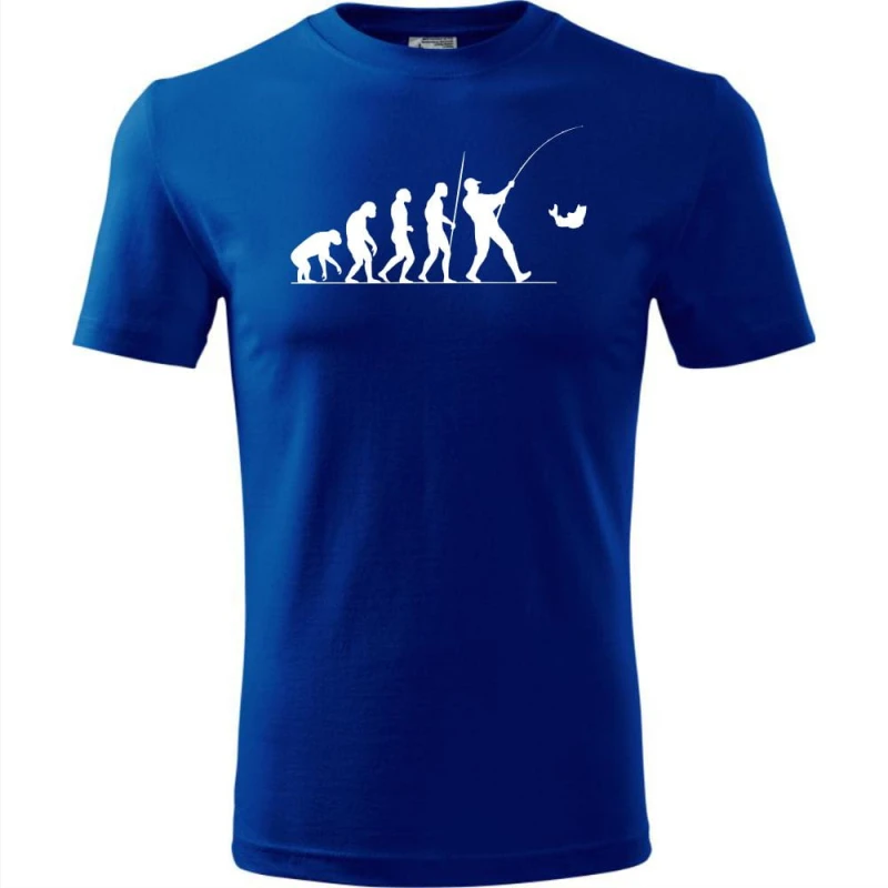 niebieska Męska koszulka dla Wędkarza - Ewolucja wędkarz - prezent najnowsza wersja t-shirt. Dostępne wszystkie rozmiary S, M, L, XL, XXL, XXXL, XXXXL. Zapraszamy do zakupu.