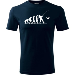 granatowa Męska koszulka dla Wędkarza - Ewolucja wędkarz - prezent najnowsza wersja t-shirt. Dostępne wszystkie rozmiary S, M, L, XL, XXL, XXXL, XXXXL. Zapraszamy do zakupu.
