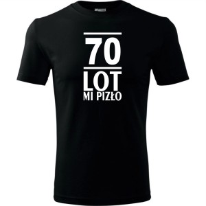 czarna Męska koszulka - 70 lot mi pizło - na prezent urodziny.