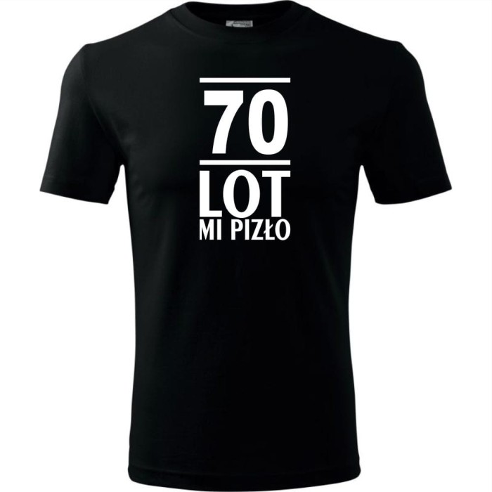 czarna Męska koszulka - 70 lot mi pizło - na prezent urodziny.