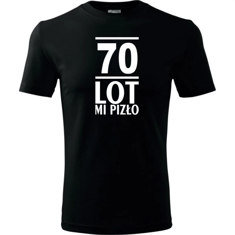 czarna Męska koszulka - 70 lot mi pizło - na prezent urodziny.