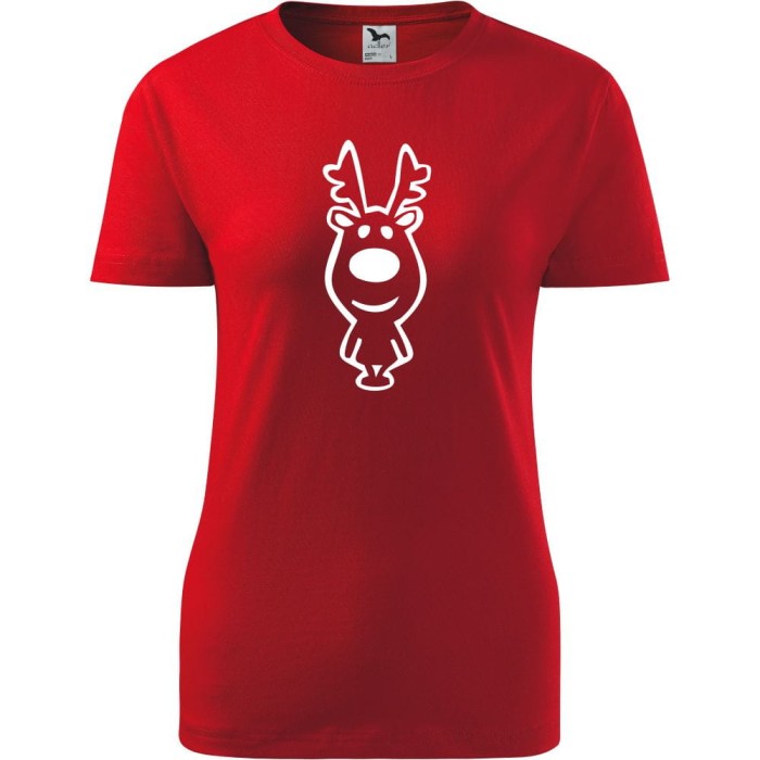 czerwona Damska koszulka taliowana - Renifer t-shirt na prezent na święta dla niej - Boże Narodzenie