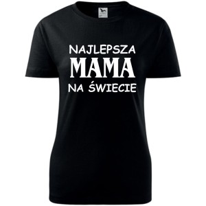 Czarna Damska koszulka taliowana - najlepsza mama na świecie