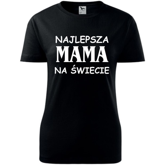 Czarna Damska koszulka taliowana - najlepsza mama na świecie