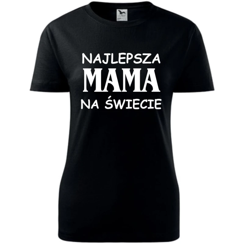 Czarna Damska koszulka taliowana - najlepsza mama na świecie