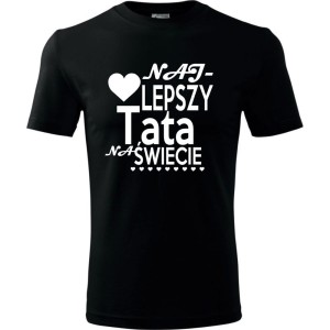 czarna Męska koszulka - Najlepszy tata na świecie 07 - wyjątkowa koszulka t-shirt oryginalny.