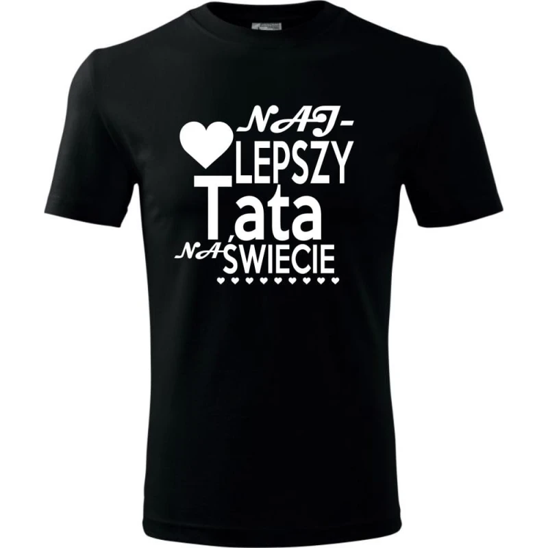 czarna Męska koszulka - Najlepszy tata na świecie 07 - wyjątkowa koszulka t-shirt oryginalny.