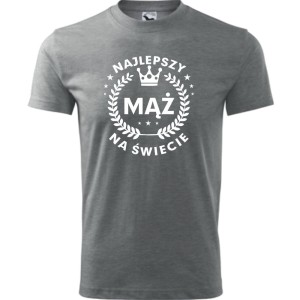 Szara Męska koszulka - Najlepszy mąż na świecie 05. Prezent dla męża na każdą okazję od S-4XL