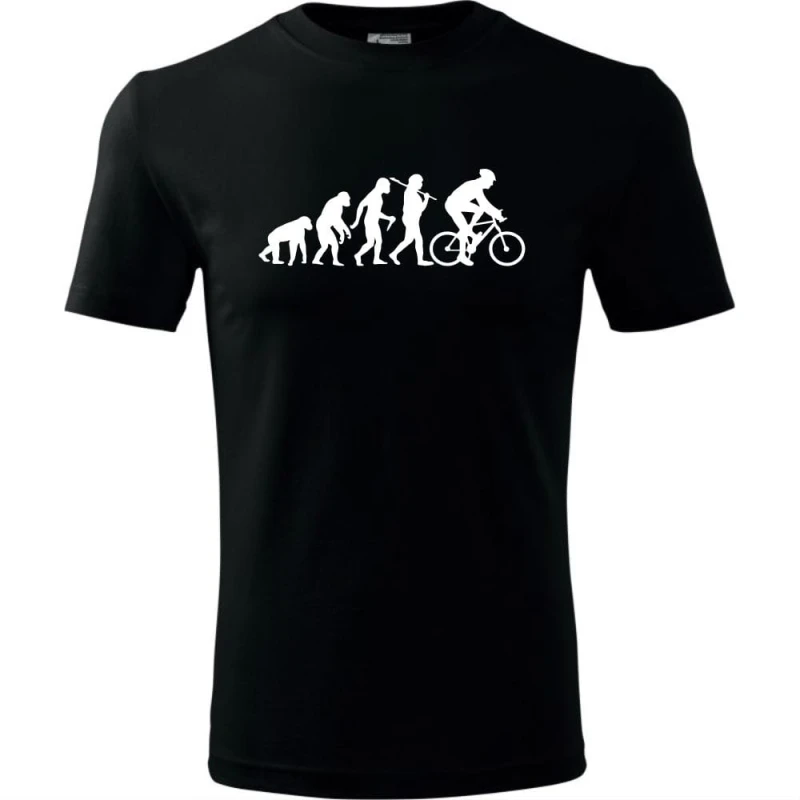 Czarna Męska koszulka dla Rowerzysty - Ewolucja rower - t-shirt prezent. Dostępne wszystkie rozmiary S, M, L, XL, XXL, XXXL, XXXXL. Zapraszamy do zakupu.
