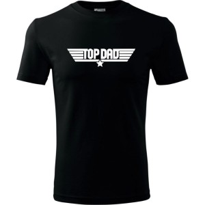 Czarna Męska koszulka - Top dad 02 jak Top Gun dla taty.
