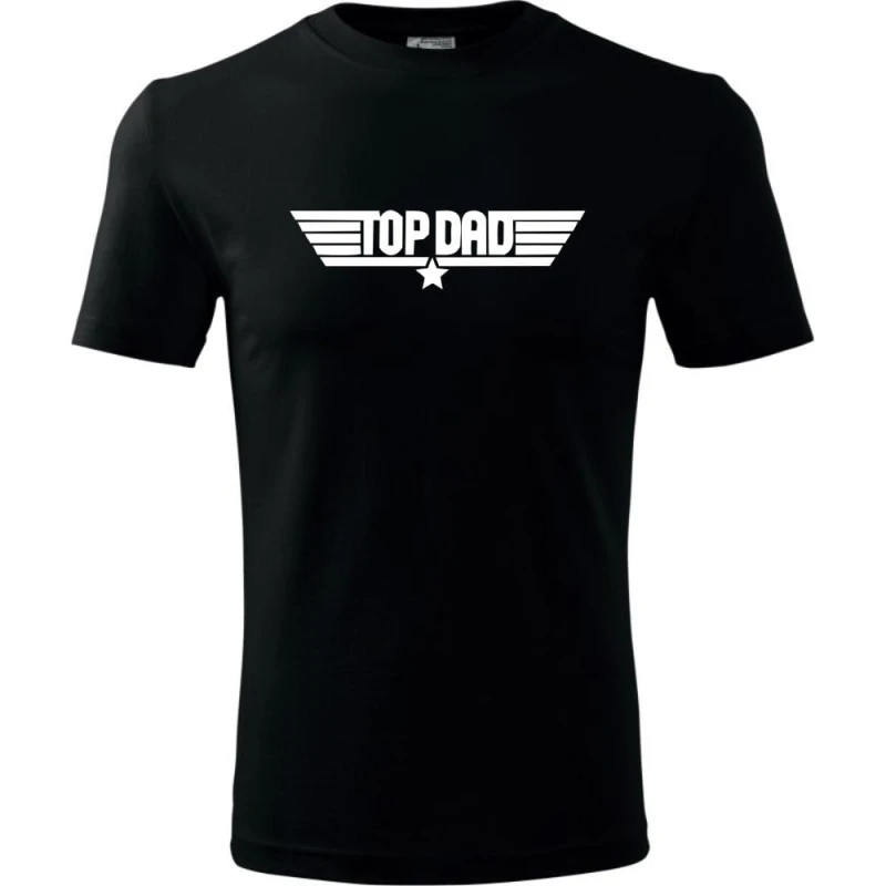Czarna Męska koszulka - Top dad 02 jak Top Gun dla taty.
