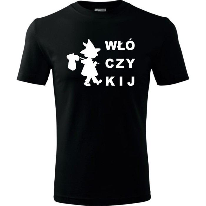 Czarna Męska koszulka Turystyczna - Włóczykij.