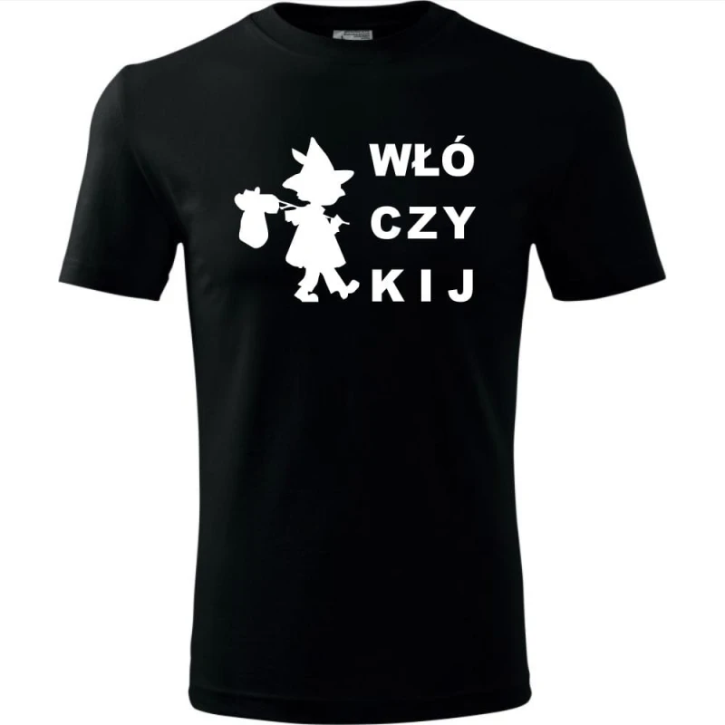 Czarna Męska koszulka Turystyczna - Włóczykij.