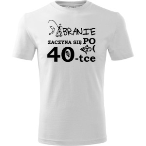 biała Męska koszulka - branie ryba 40.