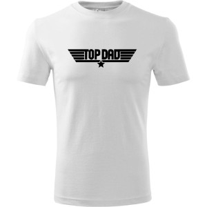 Biała Męska koszulka - Top dad 02 jak Top Gun dla taty.