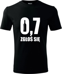 czarna Męska koszulka - 0,7 zgłoś się.