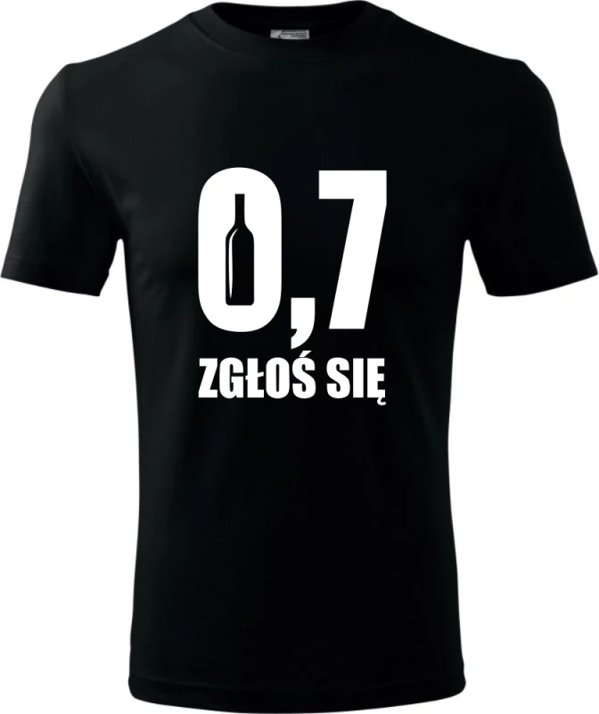 czarna Męska koszulka - 0,7 zgłoś się.
