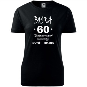 czarna Damska koszulka - boska 60 na urodziny na prezent